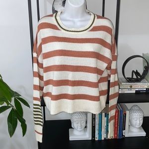 Cream and pink striped sweater